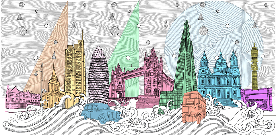 962x471 London Cityscape Drawing - London Cityscape Drawing