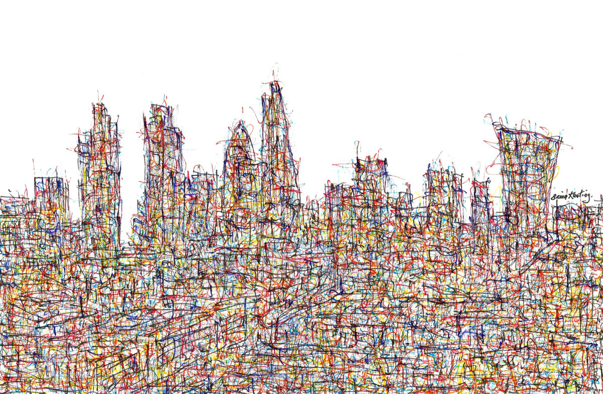 1200x784 London Skyline Impression Drawing - London Cityscape Drawing