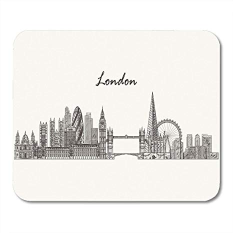 466x466 Vankine Mouse Pads City London Skyline Sketched - London Cityscape Drawing