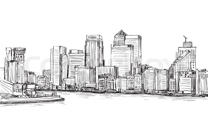 800x503 Sketch Cityscape Of London, England, Stock Vector Colourbox - London Cityscape Drawing
