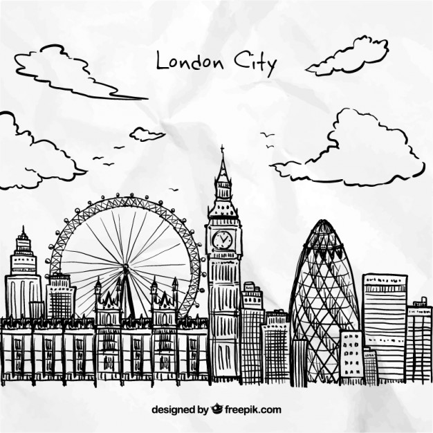 626x626 Hand Drawn London City Vector Free Download - London Cityscape Drawing