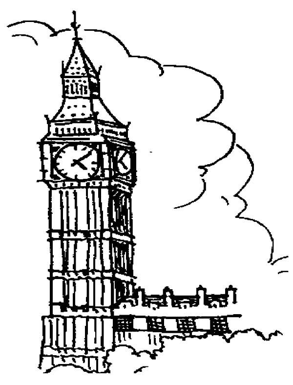 600x788 Drawing London Clock Tower Coloring Pages - London Clock Tower Drawing