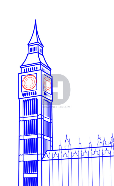 443x720 How To Draw Big Ben, Step - London Clock Tower Drawing