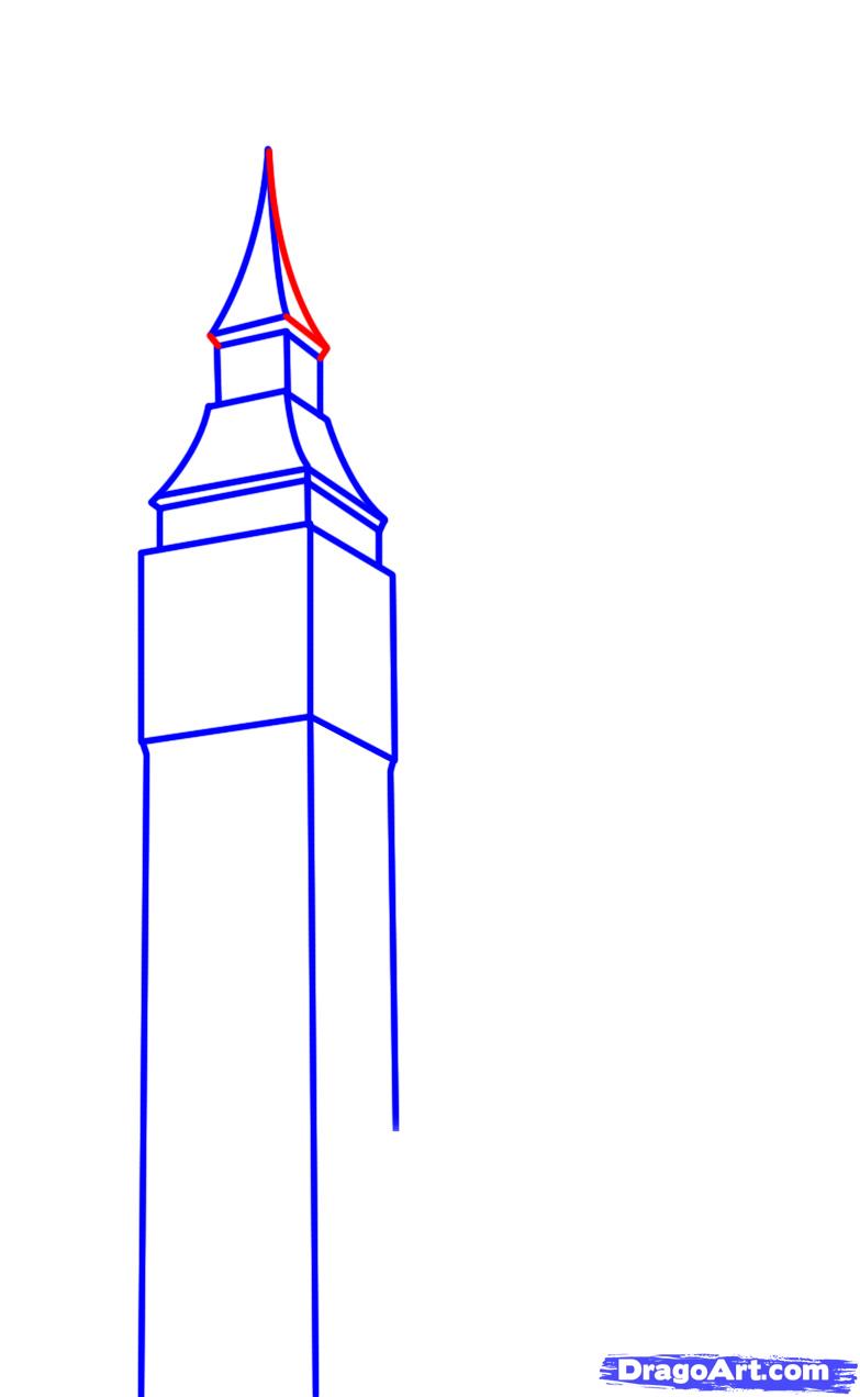 783x1272 How To Draw Big Ben, Step - London Clock Tower Drawing