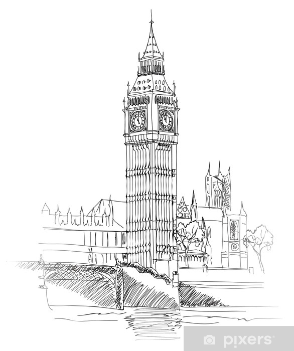  Sketch London Clock Tower Drawing with Pencil