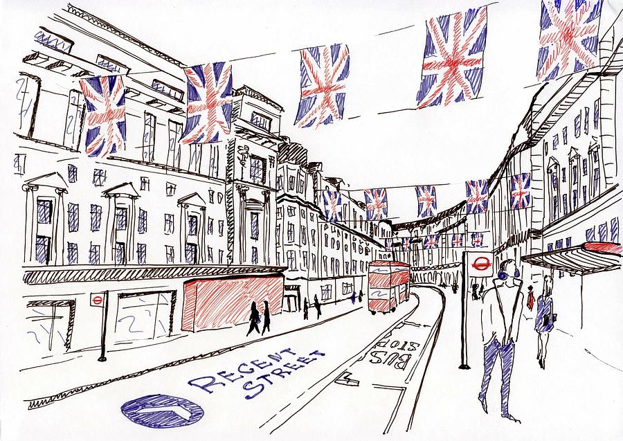 900x637 London City Sketch Drawing - London Drawing