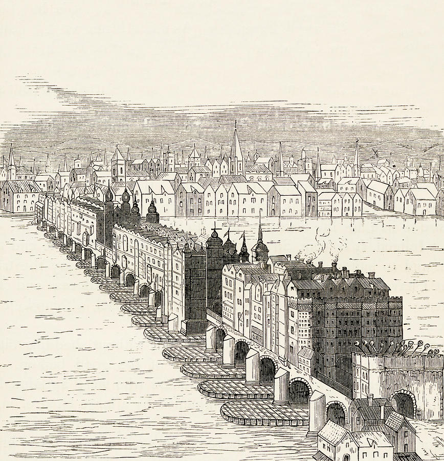 868x900 old london bridge, london, england drawing - London Drawing