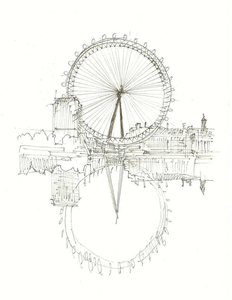 794x1025 original ink drawing london eye london drawing love london etsy - London Drawing