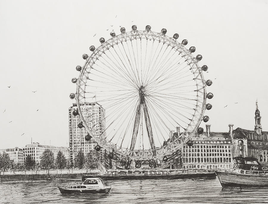 900x687 The London Eye Drawing - London Drawing