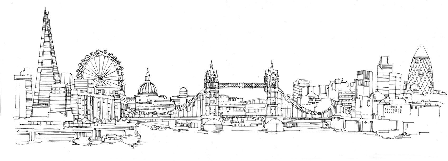 1701x612 City Drawing - London Drawing
