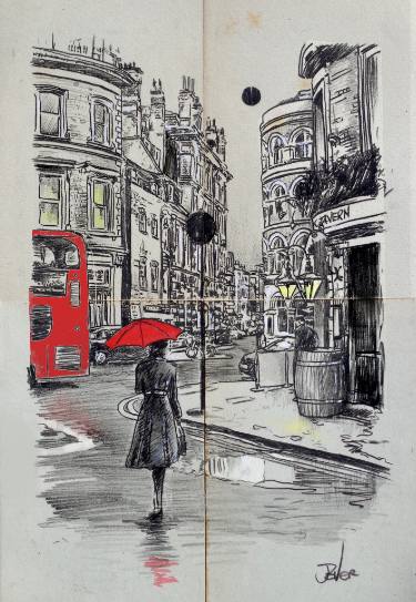 375x543 Somewhere In London Drawing - London Drawing