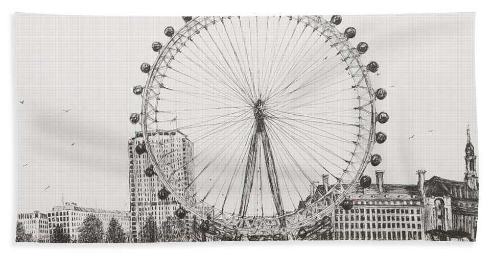 967x500 The London Eye Beach Sheet For Sale - London Eye Drawing