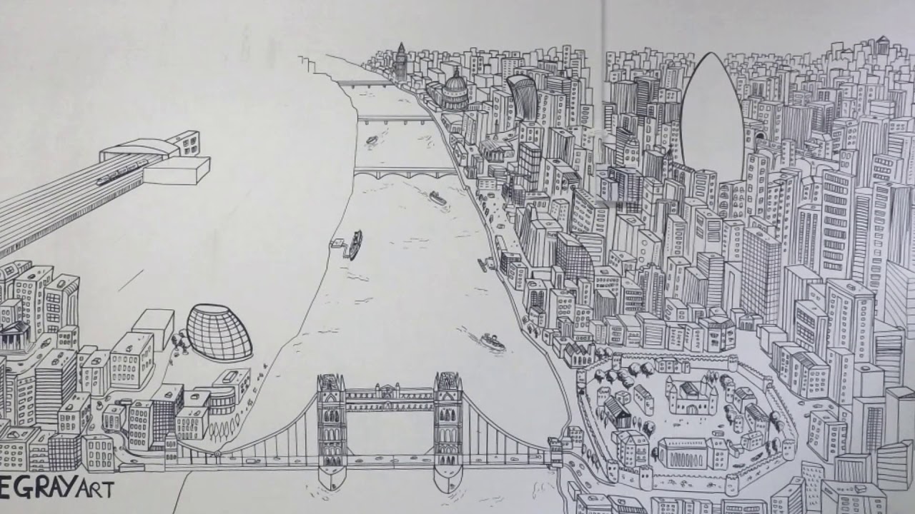 1280x720 London Skyline Drawing - London Skyline Drawing
