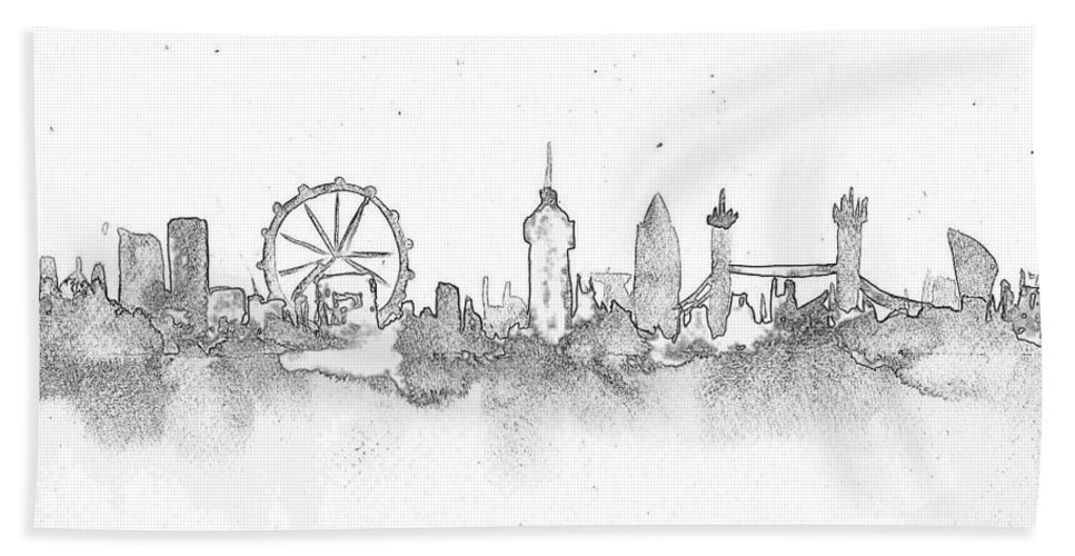 967x500 London Skyline Hand Towel For Sale - London Skyline Drawing