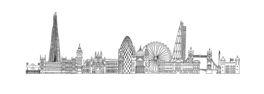 1060x378 london skyline print jen ricketts - London Skyline Drawing