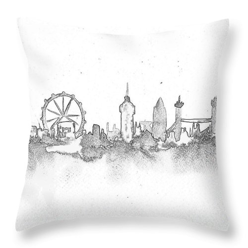 500x500 London Skyline Throw Pillow For Sale - London Skyline Drawing