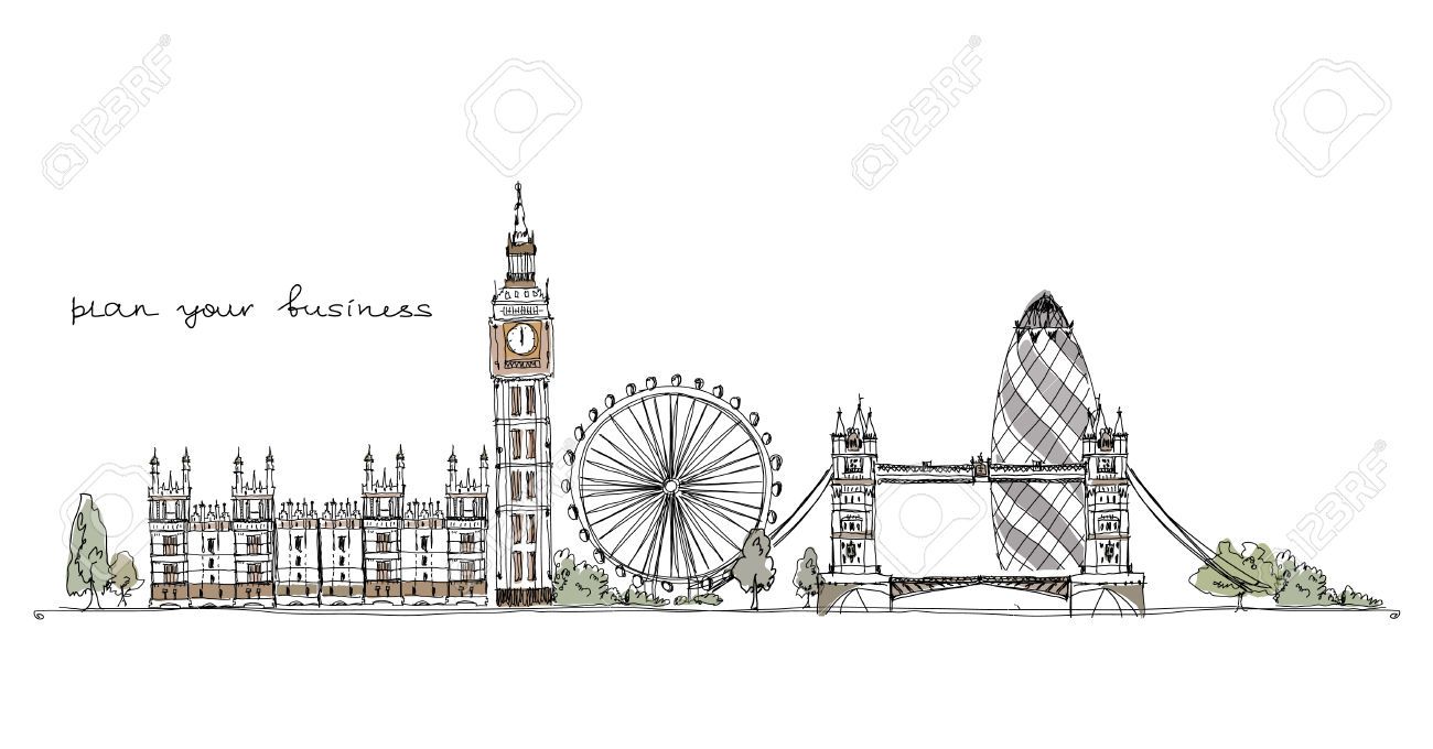 1300x680 london sketch in london - London Skyline Drawing