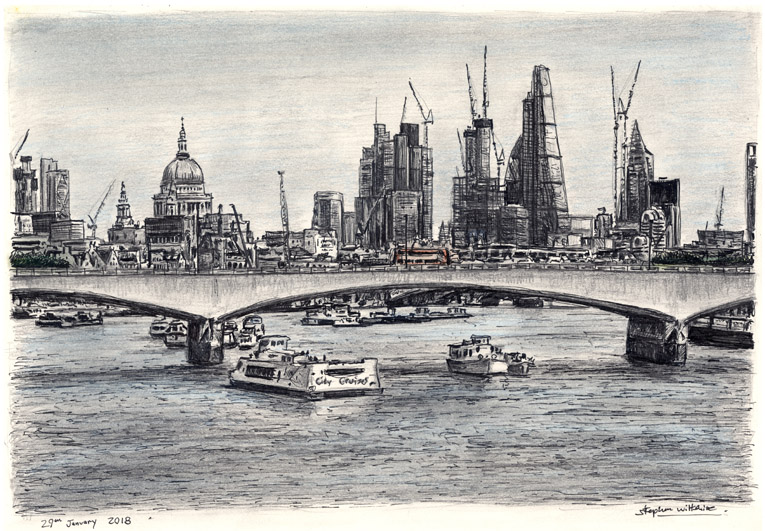 765x531 View Of London Skyline From Waterloo Bridge - London Skyline Drawing