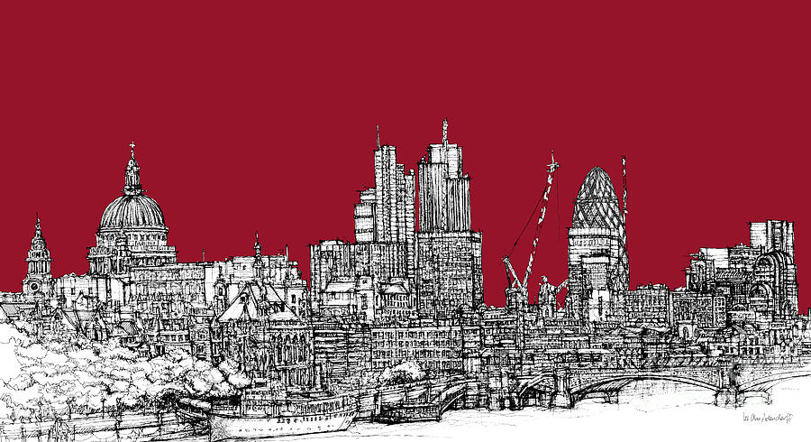 900x490 Blood Red London Skyline Drawing - London Skyline Drawing