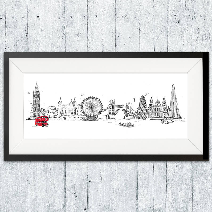 900x900 London Skyline Print - London Skyline Drawing