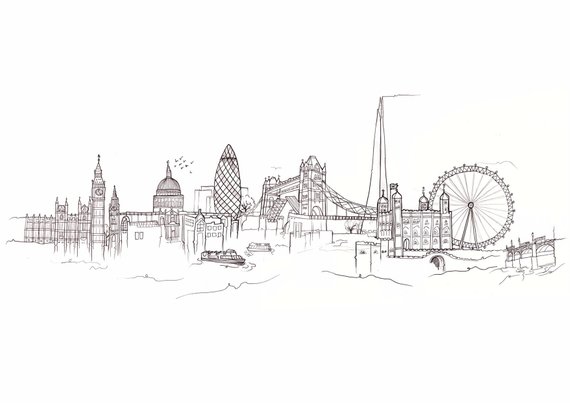 London Skyline Drawing at PaintingValley.com | Explore collection of ...