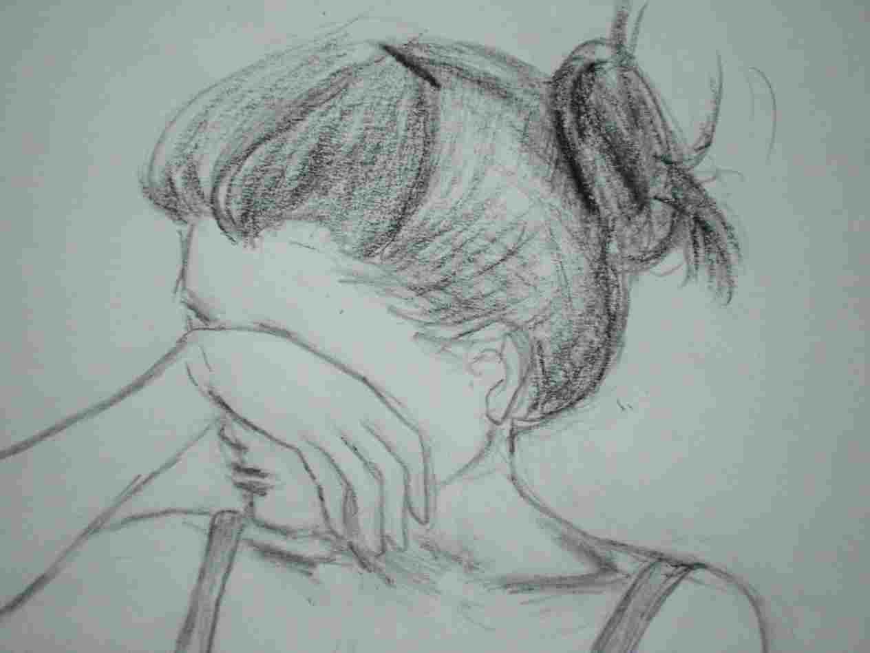 1264x948 Pencil Sketches Of Loneliness - Loneliness Drawing