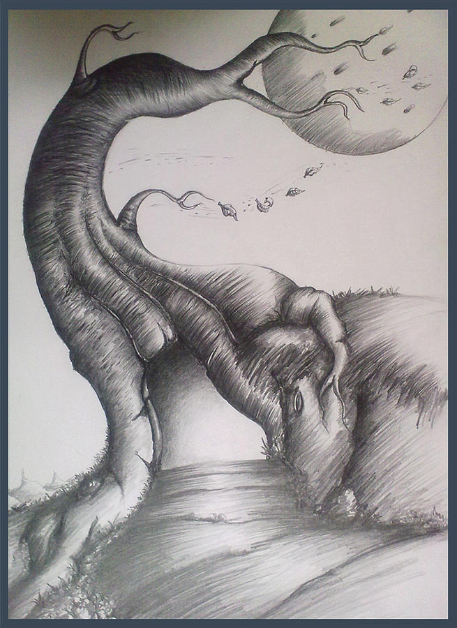 655x900 Winter Loneliness Drawing - Loneliness Drawing