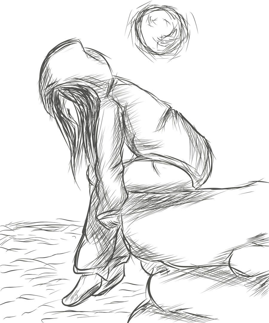 900x1080 lonely girl drawing drawing ideas - Lonely Drawing