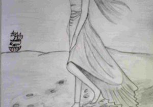 300x210 girl with tear pencil sketch drawing artrhdrawingslycom alone - Lonely Girl Drawing