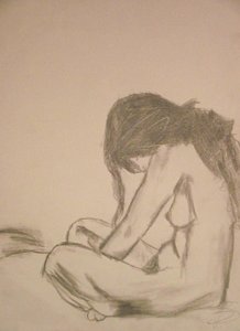 218x300 Life Drawing - Lonely Girl Drawing