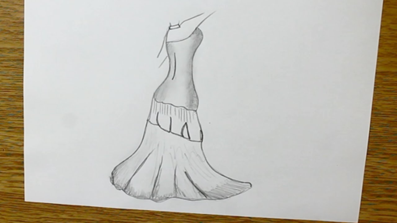 1280x720 How To Draw A Dress Step - Long Dress Drawing