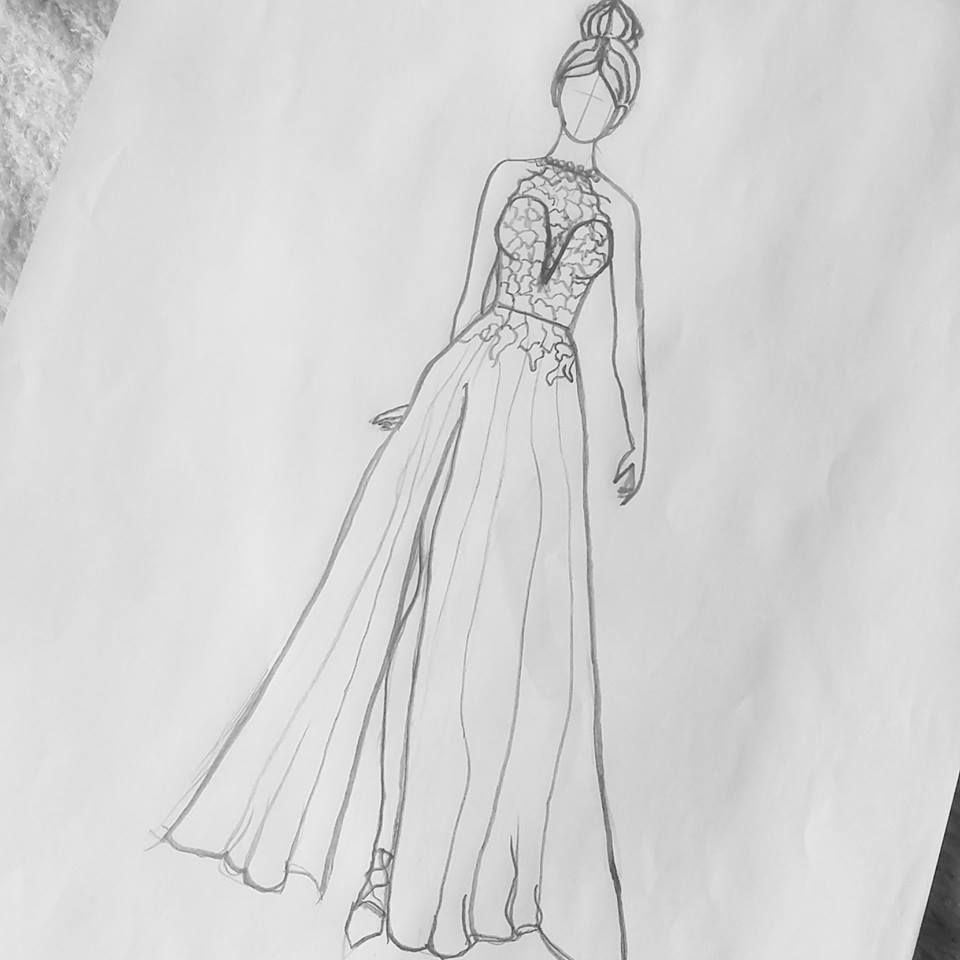 Long Dress Drawing at PaintingValley.com | Explore collection of Long ...