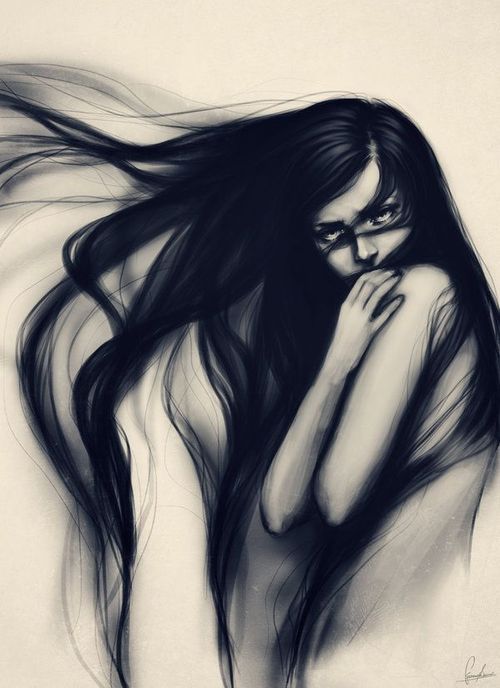 500x688 Long Black Hair Tumblr On We Heart It - Long Hair Drawing