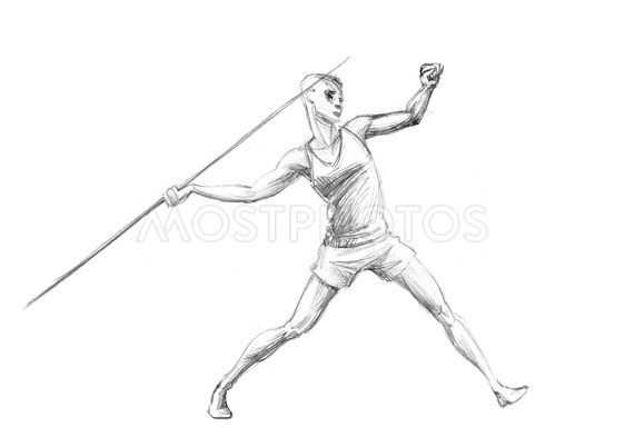 562x402 Hand Drawn Sketch, Pencil I - Long Jump Drawing