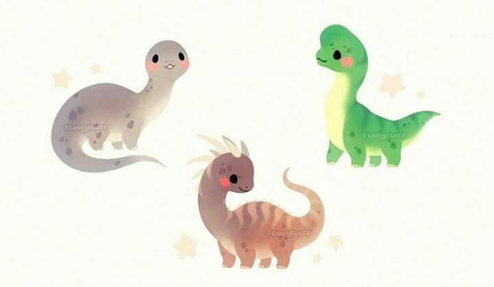 720x419 chibi long neck dino's dinosaurs in dinosaur art, cute - Long Neck Dinosaur Drawing