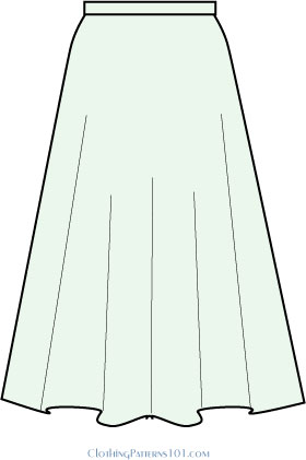 280x421 How To Pattern A Full Skirt - Long Skirt Drawing