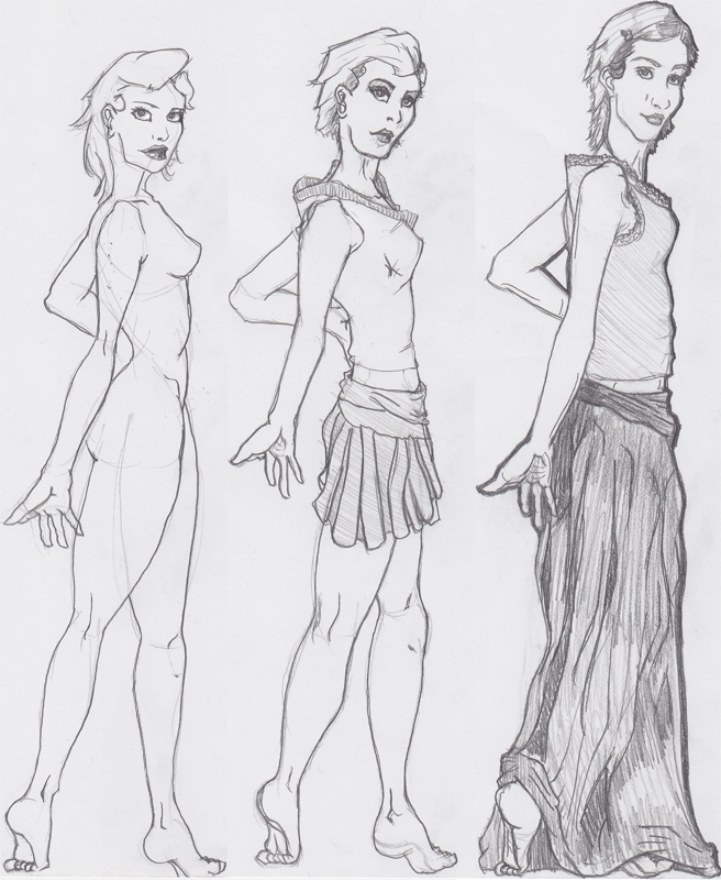 656x800 Ladystance - Long Skirt Drawing