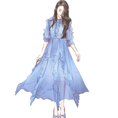 400x400  - Long Skirt Drawing