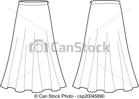 450x321 skirt vector illustration of women's long skirt front and back - Long Skirt Drawing