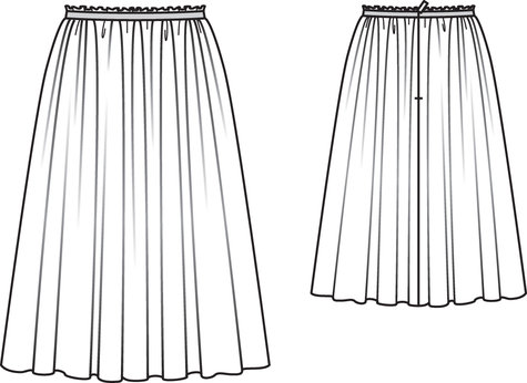 475x346 gathered maxi skirt - Long Skirt Drawing