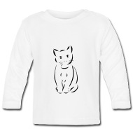 190x190 Cat Drawing Cat Baby Longsleeve Shirt Spreadshirt - Long Sleeve Drawing