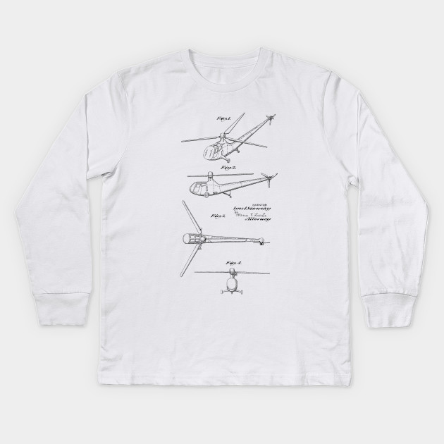 630x630 Helicopter Vintage Patent Hand Drawing - Long Sleeve Drawing