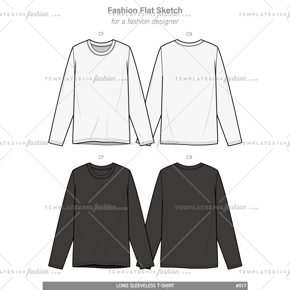 1000x1000 Long Sleeve T Shirts Fashion Flat Technical Drawing Vector - Long Sleeve Drawing