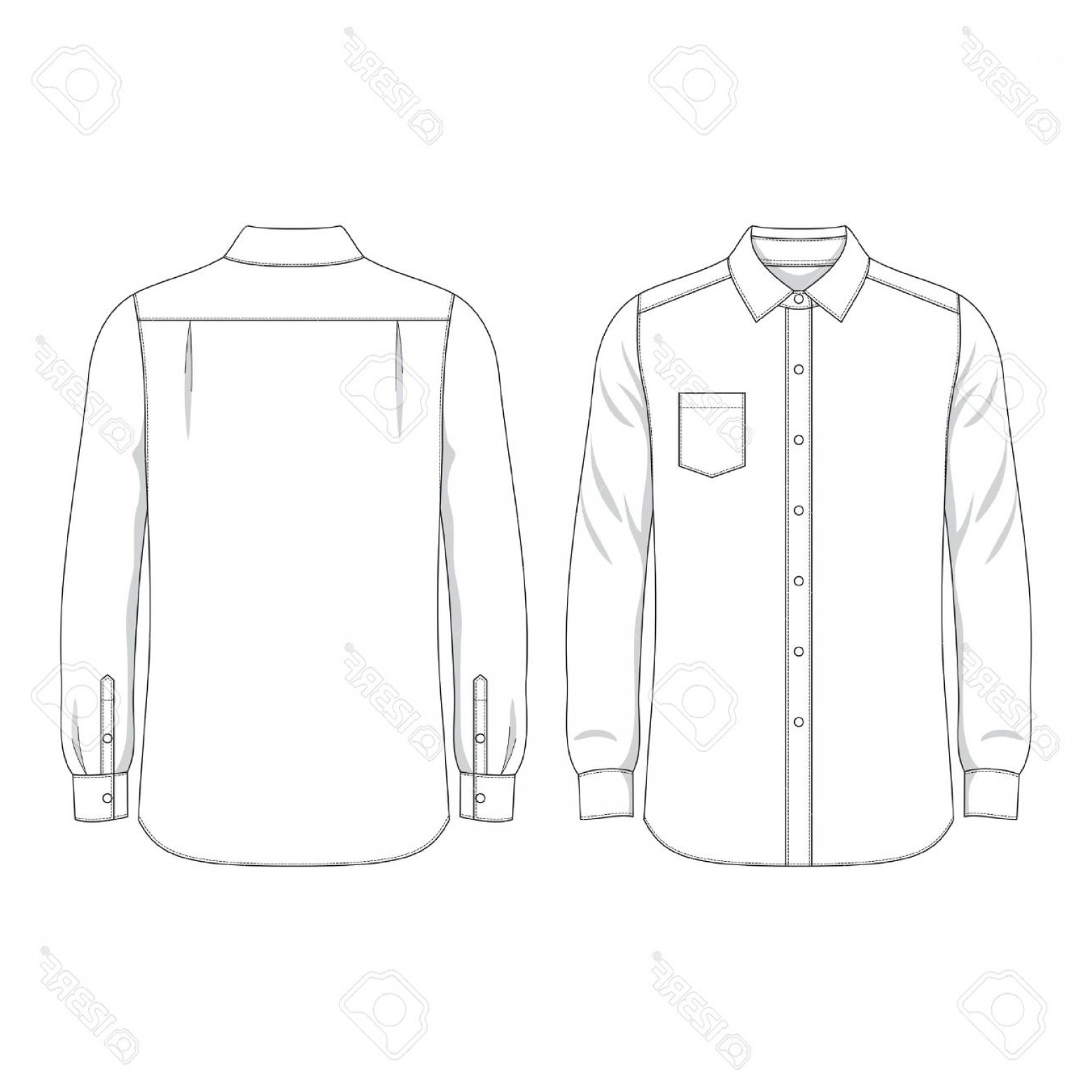 1560x1560 Photosimple Outline Drawing Of A Long Sleeves Shirt Geekchicpro - Long Sleeve Drawing