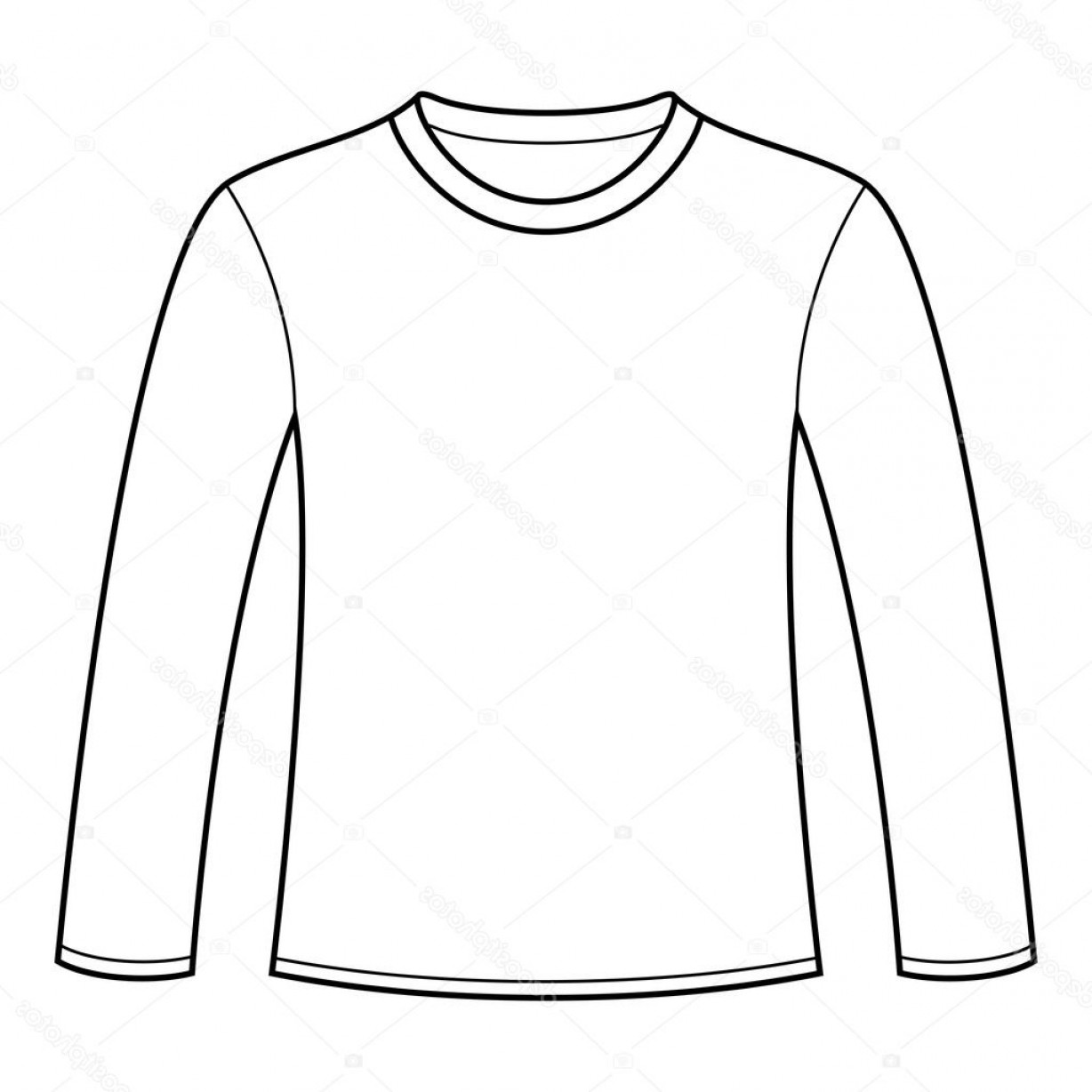 1228x1228 Black Long Sleeve T Shirt Vector - Long Sleeve Drawing