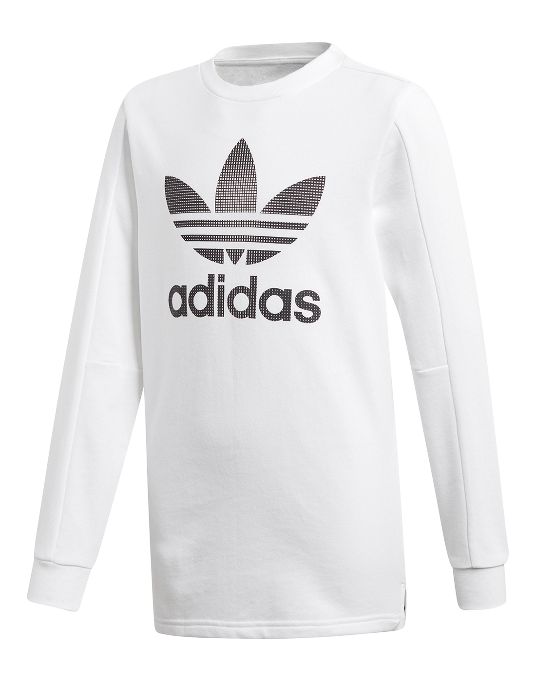 1100x1398 Girl's White Adidas Originals Long Sleeve T Shirt Life Style Sports - Long Sleeve Shirt Drawing