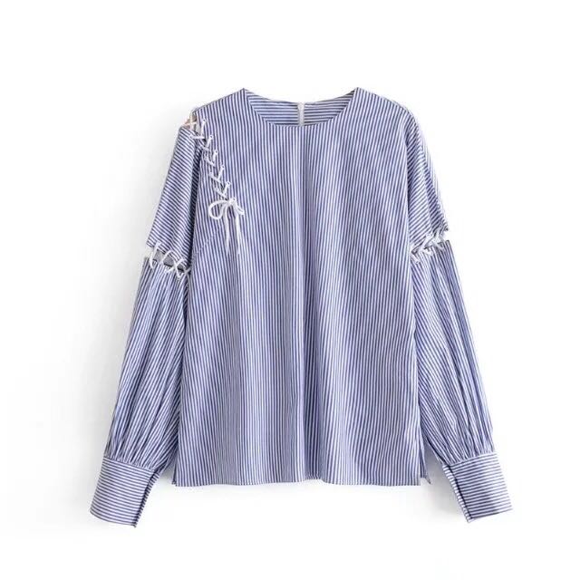 640x640 new spring draw rope design loose stripes long sleeve - Long Sleeve Shirt Drawing