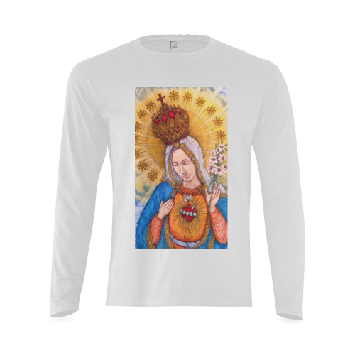 500x500 Immaculate Heart Of Virgin Mary Drawing Sunny Men's T Shirt - Long Sleeve T Shirt Drawing