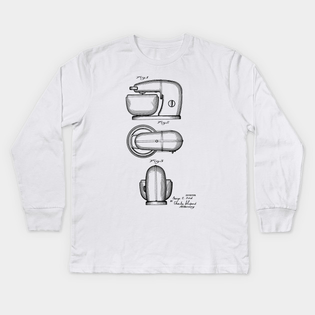 630x630 Kitchen Mixing Machine Vintage Patent Hand Drawing - Long Sleeve T Shirt Drawing