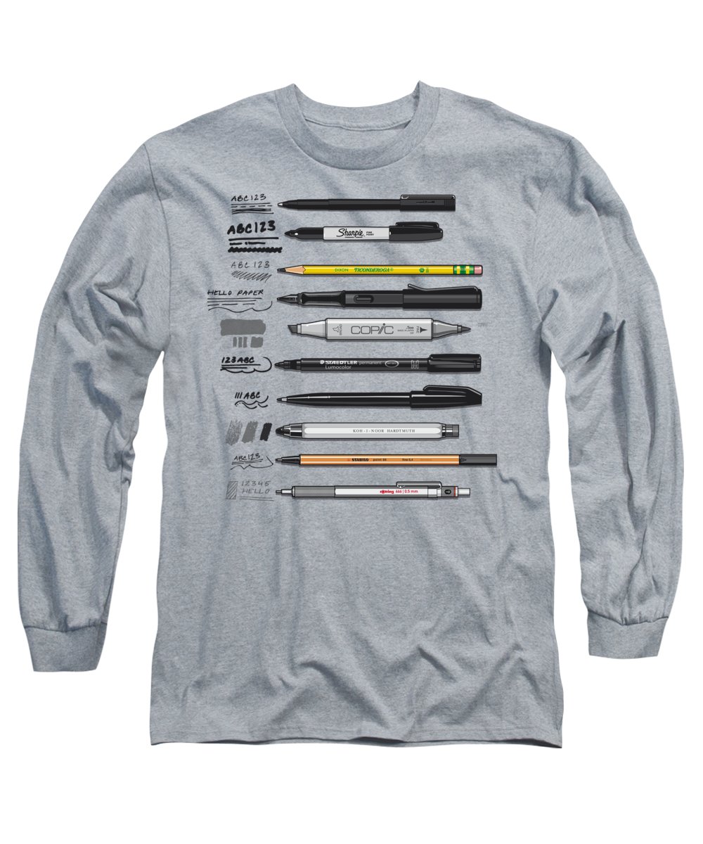1000x1200 Pen Collection For Sketching And Drawing Long Sleeve T Shirt - Long Sleeve T Shirt Drawing